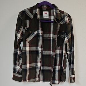 Levi's Olive and Red Plaid Shirt